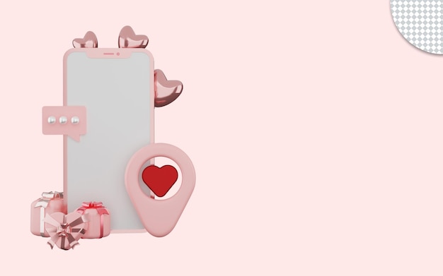 3D-Rendering von Happy Valentinstag Online-Verkaufsförderung für Business-Marketing-Konzept