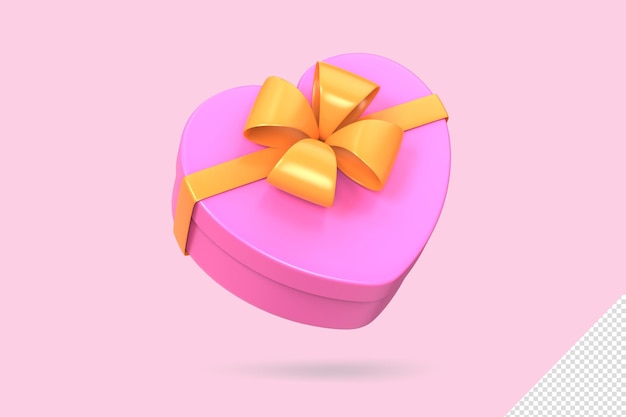 3D-Rendering von Herz-Geschenkbox-Symbol für den Valentinstag