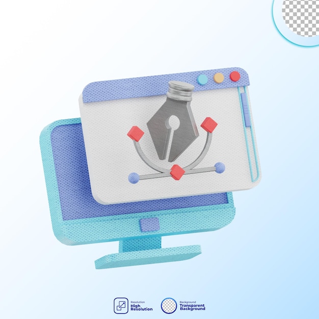 3D-Rendering von Icon-Design und Think-Illustration