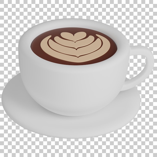 3D-Rendering von Kaffee-Latte-Kunstillustrationen
