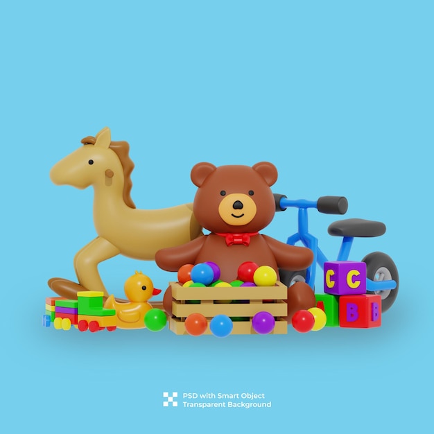 3d-rendering von kids toys