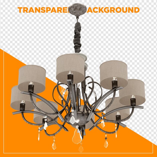 3D-Rendering von Kronleuchterhänger Deckenlicht mit durchsichtigem Hintergrund