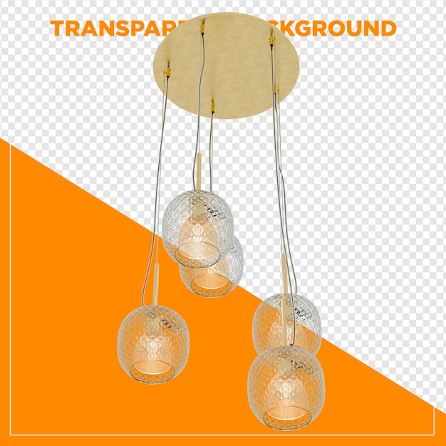 3D-Rendering von Kronleuchterhänger Deckenlicht mit durchsichtigem Hintergrund