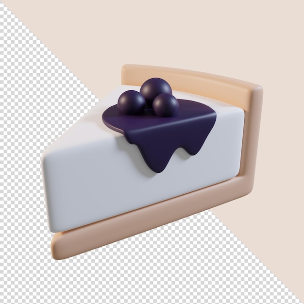 3d-rendering von leckerem stück kuchen