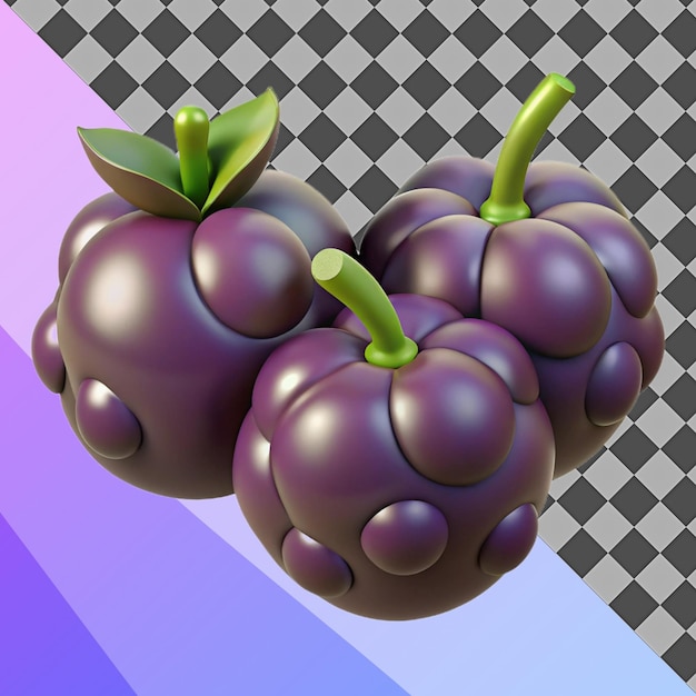 3D-Rendering von lila knalligen Früchten