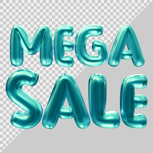 3d-rendering von mega-sale-text mit modernem stil