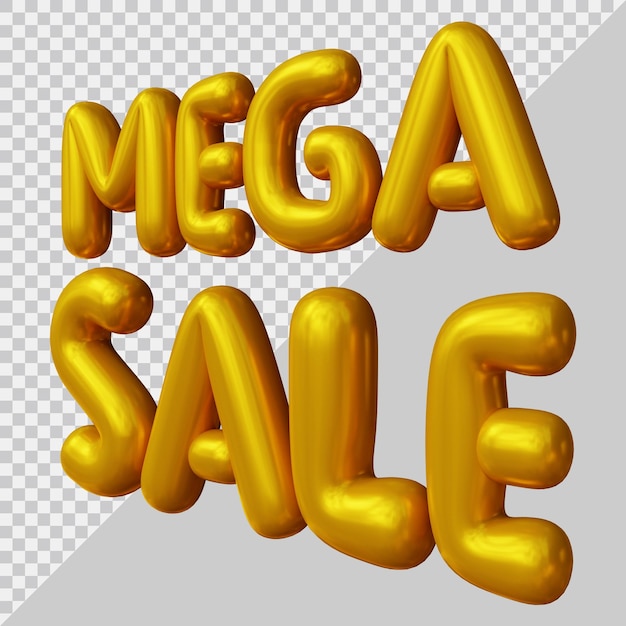 3d-rendering von mega-sale-text mit modernem stil