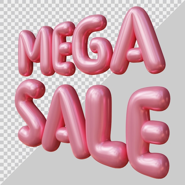 3D-Rendering von Mega-Sale-Text mit modernem Stil