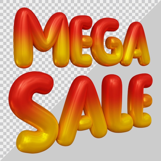 PSD 3d-rendering von mega-sale-text mit modernem stil