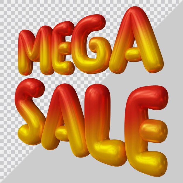 PSD 3d-rendering von mega-sale-text mit modernem stil