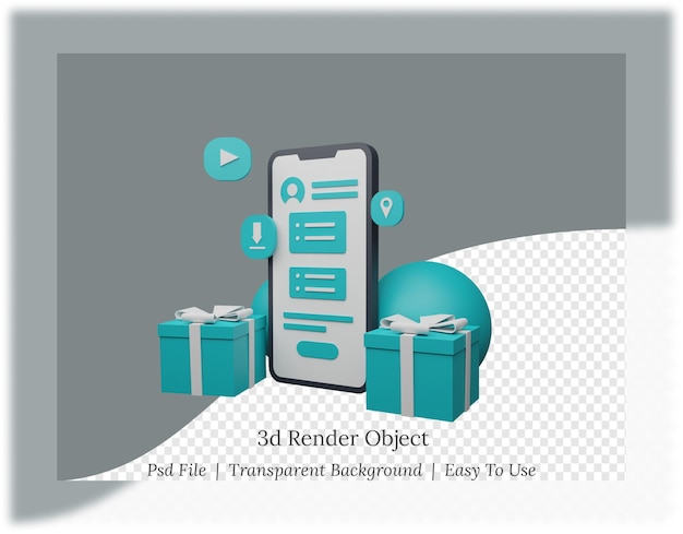 PSD 3d-rendering von mobilen anwendungen