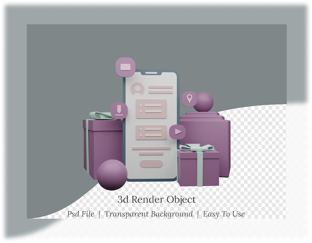PSD 3d-rendering von mobilen anwendungen