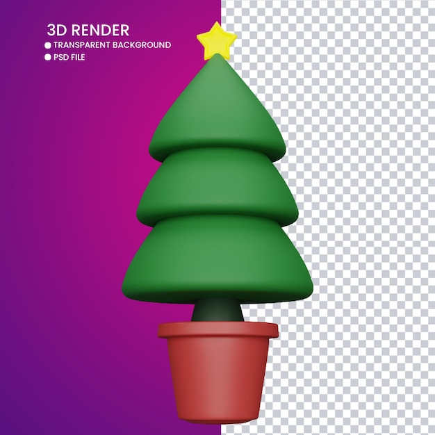 3d-rendering von niedlichen weihnachtsbaum