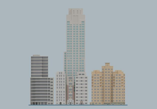 3D-Rendering von niedrigen Poly-Polygon-Gebäuden Wolkenkratzer NYC