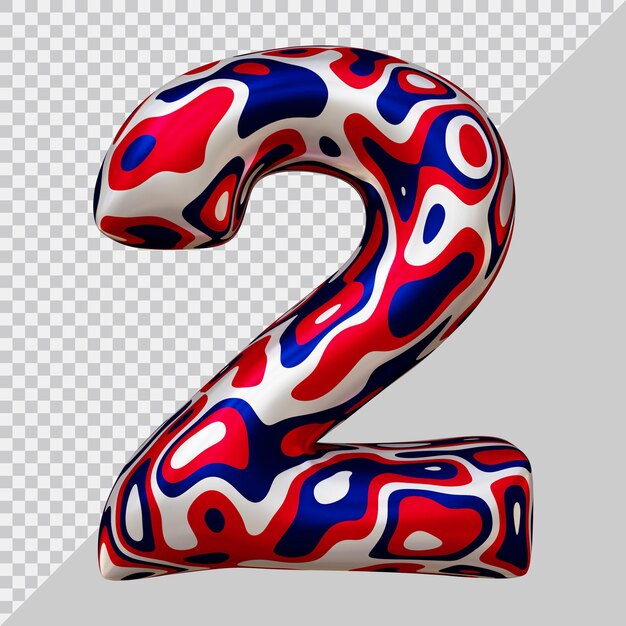3D-Rendering von Nummer 2 mit modernem Stil