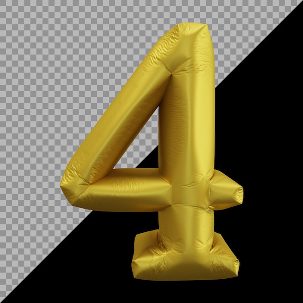 3D-Rendering von Nummer 4 Ballon Gold