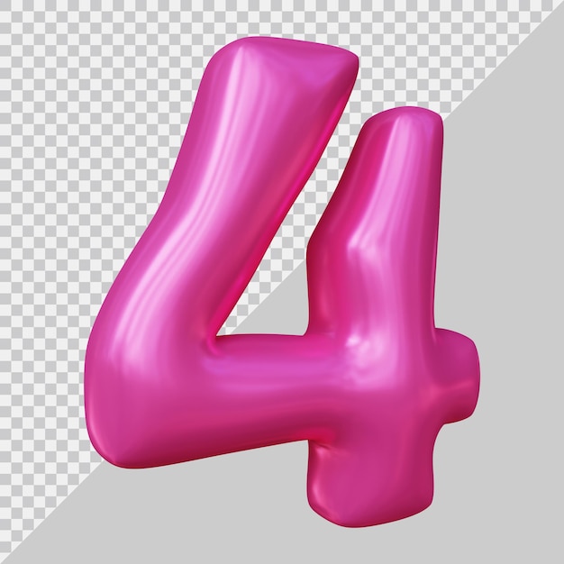 3D-Rendering von Nummer 4 mit modernem Stil