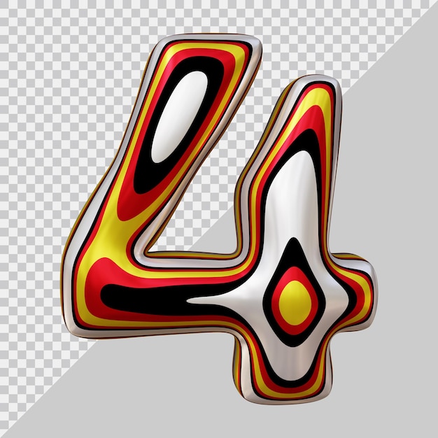 3D-Rendering von Nummer 4 mit modernem Stil