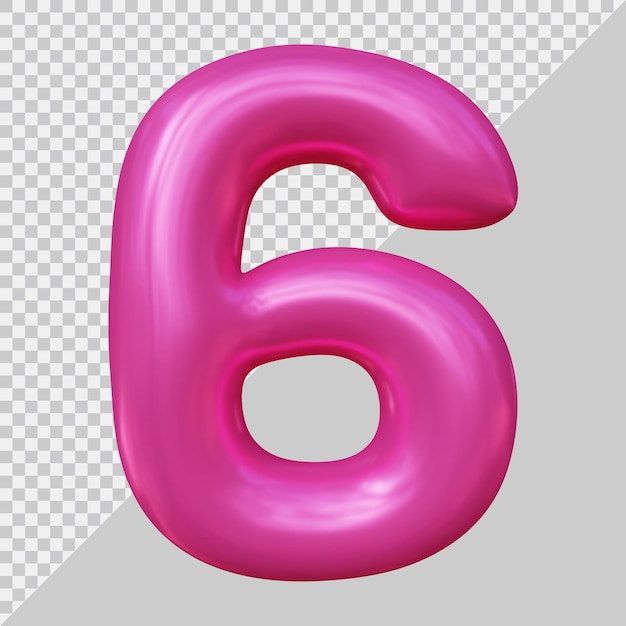 3D-Rendering von Nummer 6 mit modernem Stil