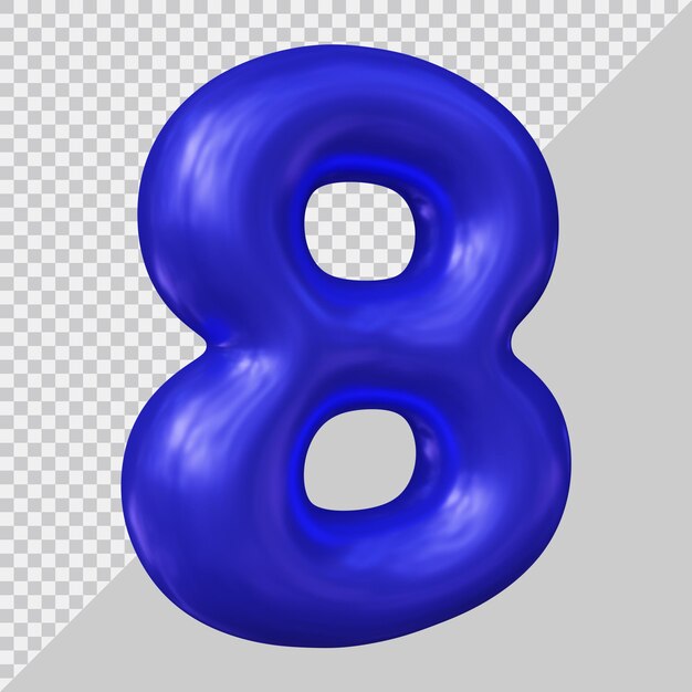 3D-Rendering von Nummer 8 mit modernem Stil