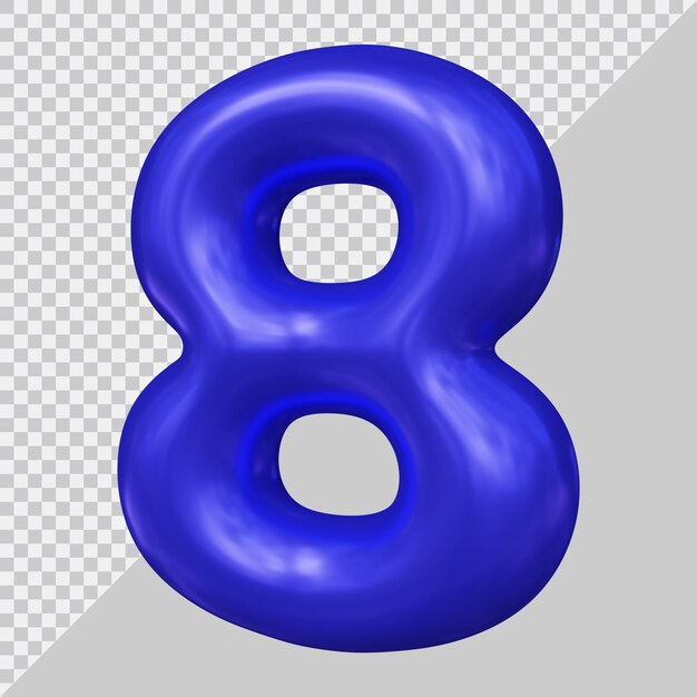 3D-Rendering von Nummer 8 mit modernem Stil