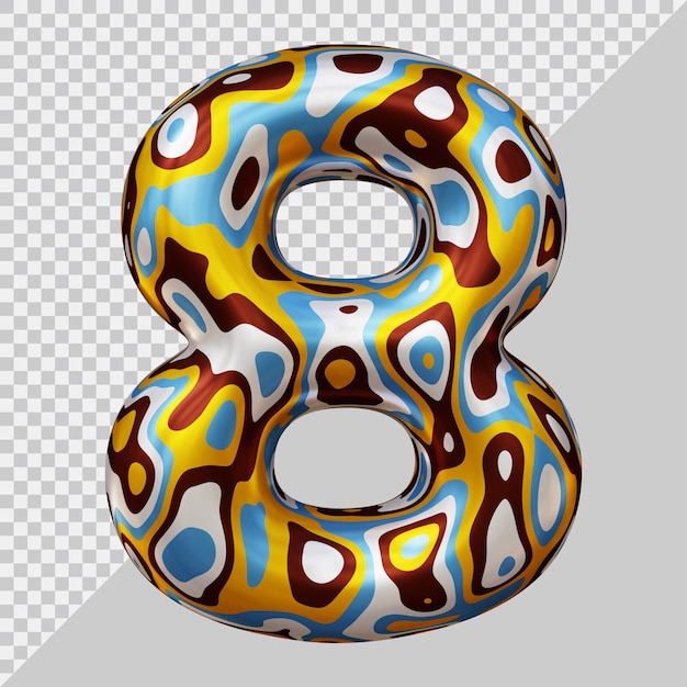 3D-Rendering von Nummer 8 mit modernem Stil