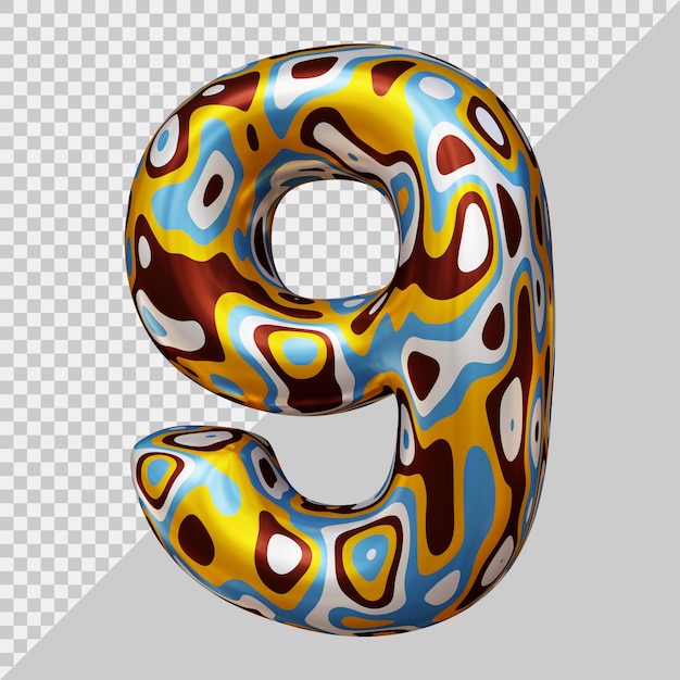 3D-Rendering von Nummer 9 mit modernem Stil