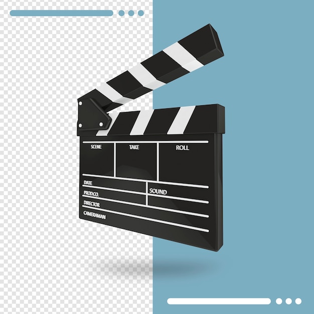 3D-Rendering von offener Filmklappe oder Klappe isoliert