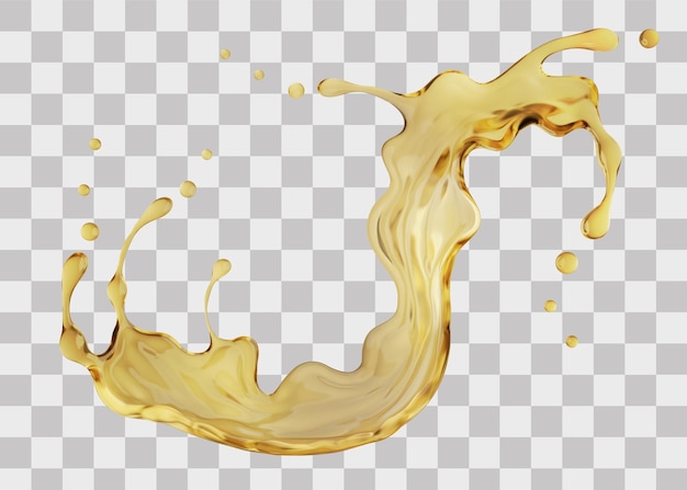 3D-Rendering von Oliven- oder Motorenöl-Splash