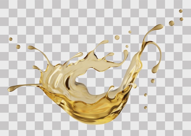 3D-Rendering von Oliven- oder Motorenöl-Splash