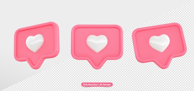 3D-Rendering von Pink Instagram Like Reaction