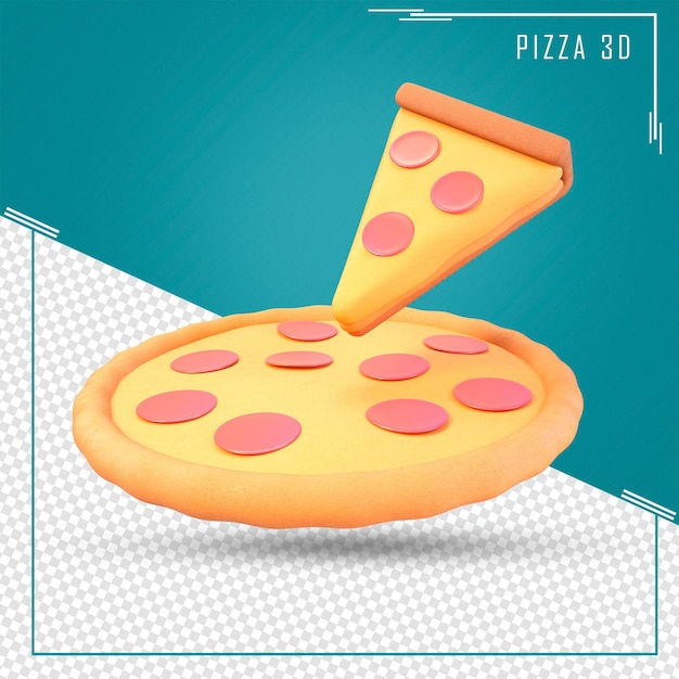 PSD 3d-rendering von pizza und slice