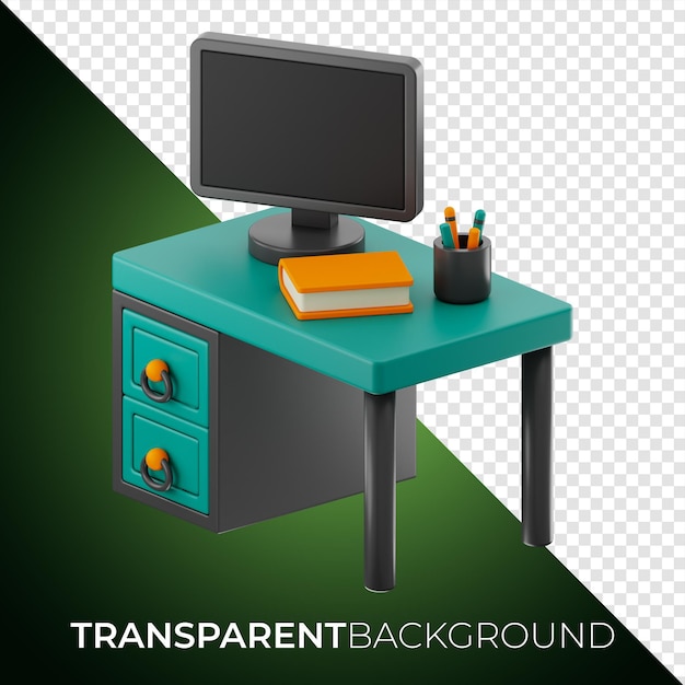 3D-Rendering von Premium-Büro-Schreibtisch-Ikonen auf isoliertem Hintergrund