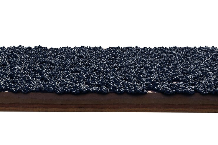 PSD 3d-rendering von quadratischem boden-landgeologie-querschnitt mit steingarvel pebbles und cobbles stone