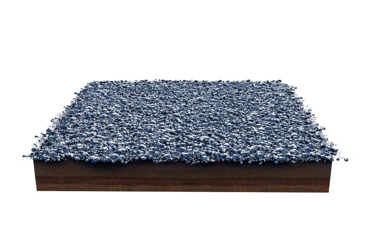 PSD 3d-rendering von quadratischem boden-landgeologie-querschnitt mit steingarvel pebbles und cobbles stone