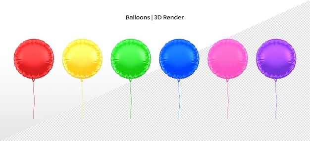 PSD 3d-rendering von realistischen ballons