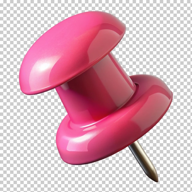 3D-Rendering von rosa Thumbtack auf durchsichtigem Hintergrund