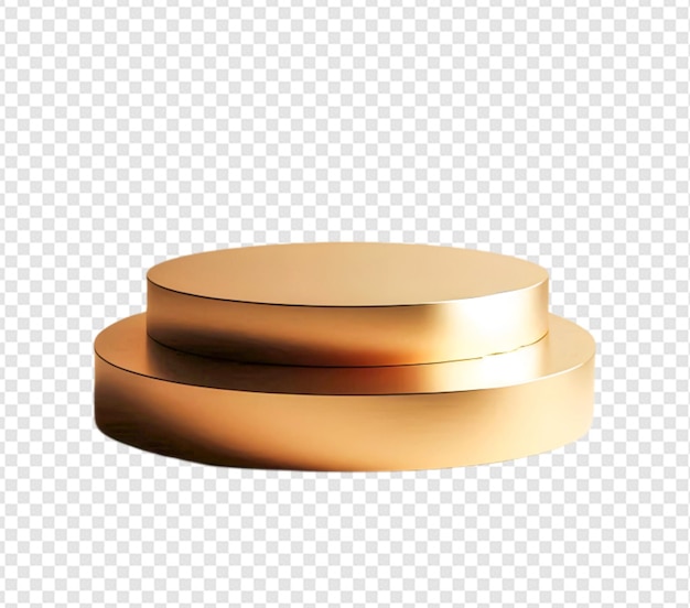 3D-Rendering von runden goldenen Podiums für die Anzeige von Produkten auf durchsichtigem Hintergrund