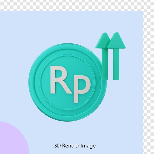 3d-rendering von rupiah pfeil nach oben