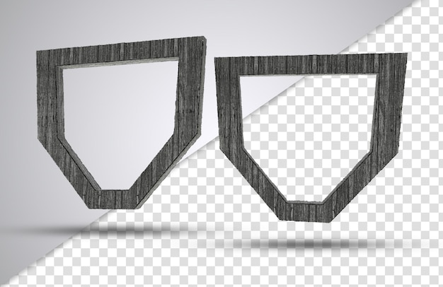 PSD 3d-rendering von rustikalen holz- und metallformen für die komposition