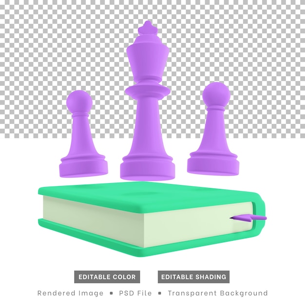 3D-Rendering von Schachfiguren und Büchern