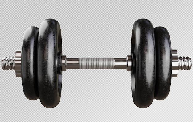 3D-Rendering von schwarzem Metall-Dumbbell isoliert