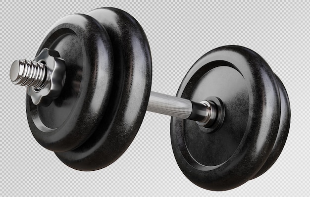 3D-Rendering von schwarzem Metall-Dumbbell isoliert