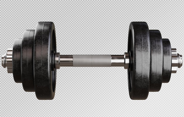 3D-Rendering von schwarzem Metall-Dumbbell isoliert