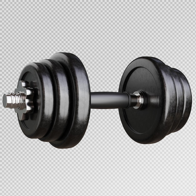 3D-Rendering von schwarzem Metall-Dumbbell isoliert