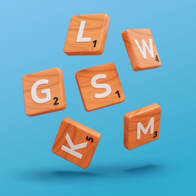 3D-Rendering von Scrabble-Stücken