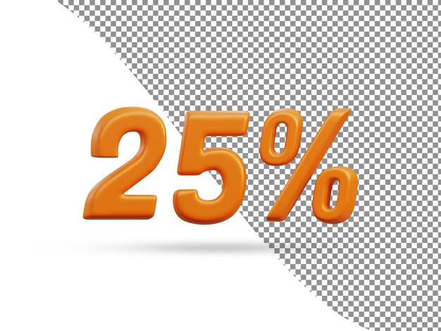 3D-Rendering von Shinny-Texteffekt 25 Prozent