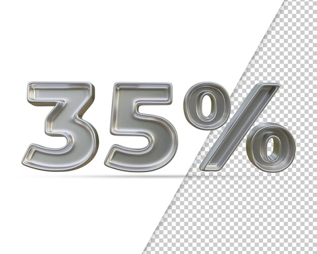 3D-Rendering von Silver Text Effect 35 Prozent