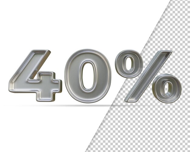 3D-Rendering von Silver Text Effect 40 Prozent