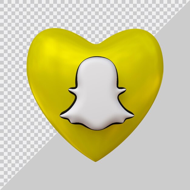 3D-Rendering von Snapchat-Symbol Social Media mit Herzstil
